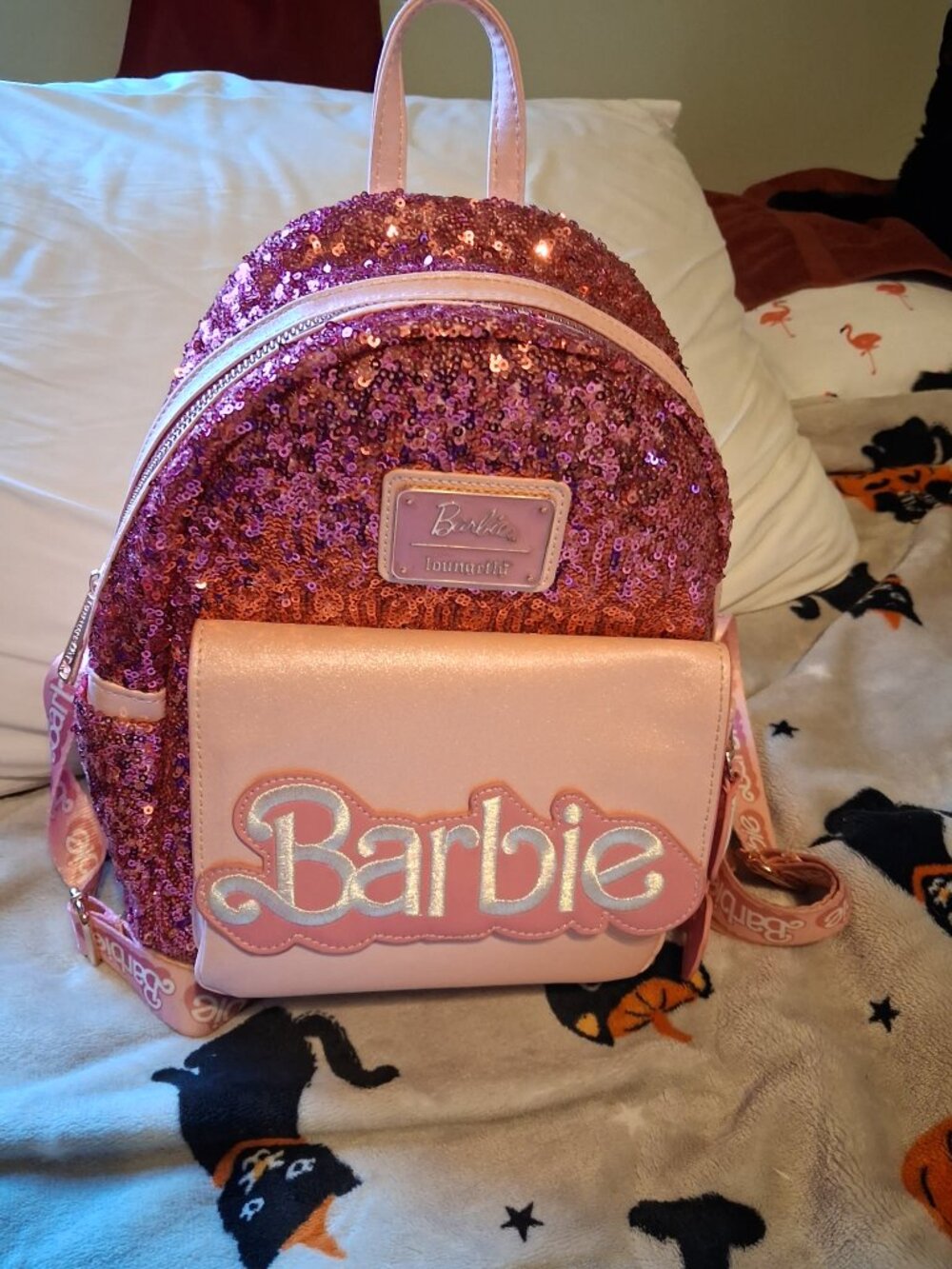 Barbie Loungefly 65th Anniversary Exclusive Sequin Logo Mini Backpack